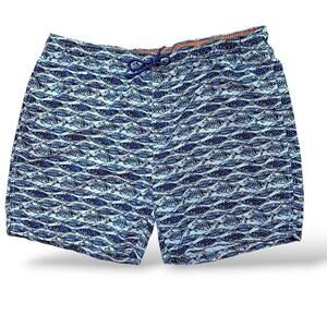 RARE Tommy Bahama Swim Shorts FISH PATTERN XL Blue Tropical Island Beach Preppy